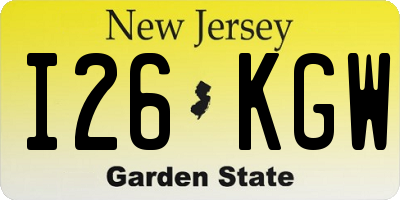 NJ license plate I26KGW