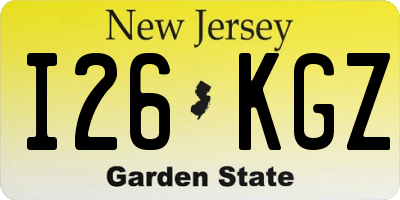 NJ license plate I26KGZ