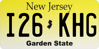 NJ license plate I26KHG