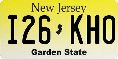 NJ license plate I26KHO