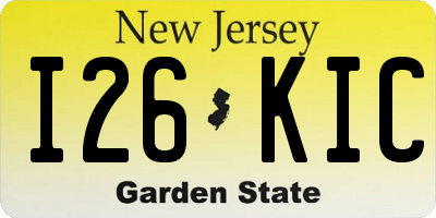 NJ license plate I26KIC