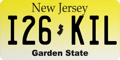 NJ license plate I26KIL