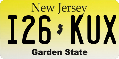 NJ license plate I26KUX
