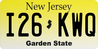 NJ license plate I26KWQ