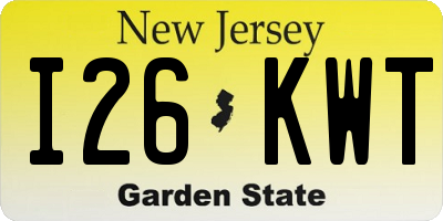 NJ license plate I26KWT