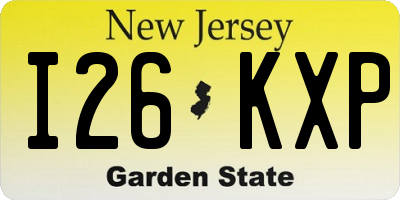NJ license plate I26KXP