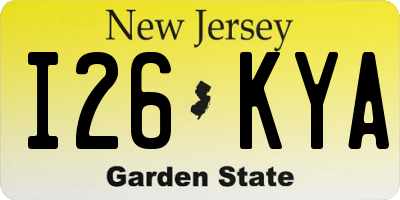 NJ license plate I26KYA
