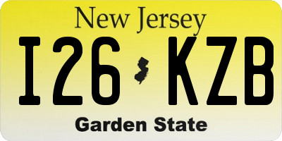 NJ license plate I26KZB