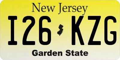 NJ license plate I26KZG