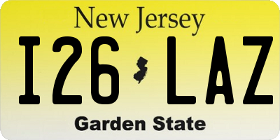 NJ license plate I26LAZ