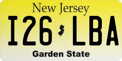 NJ license plate I26LBA