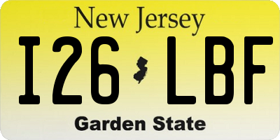 NJ license plate I26LBF