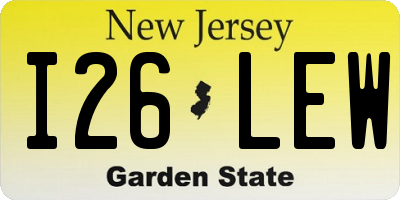 NJ license plate I26LEW