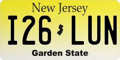 NJ license plate I26LUN