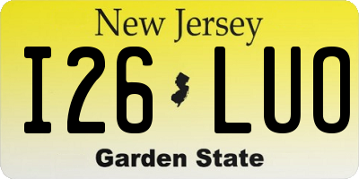 NJ license plate I26LUO