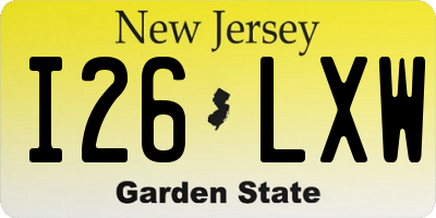 NJ license plate I26LXW