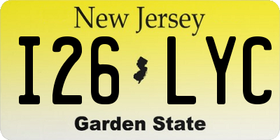 NJ license plate I26LYC
