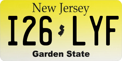 NJ license plate I26LYF