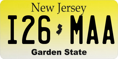NJ license plate I26MAA