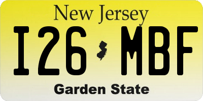 NJ license plate I26MBF