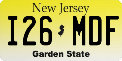 NJ license plate I26MDF