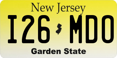 NJ license plate I26MDO