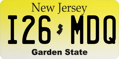 NJ license plate I26MDQ