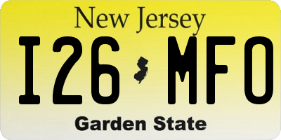 NJ license plate I26MFO