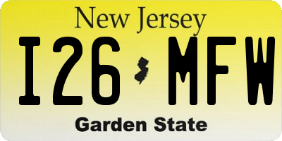 NJ license plate I26MFW