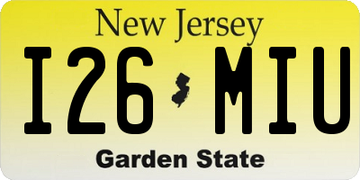 NJ license plate I26MIU