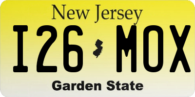 NJ license plate I26MOX