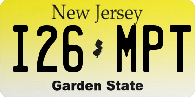 NJ license plate I26MPT