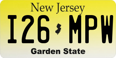 NJ license plate I26MPW