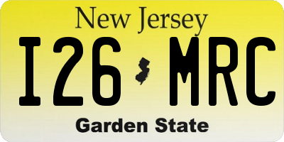 NJ license plate I26MRC