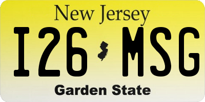 NJ license plate I26MSG