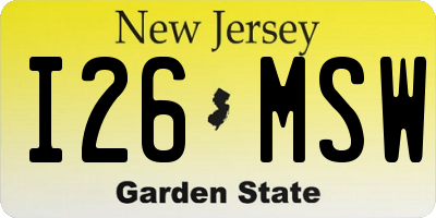 NJ license plate I26MSW