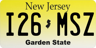 NJ license plate I26MSZ