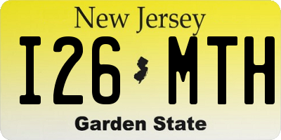 NJ license plate I26MTH