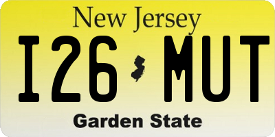 NJ license plate I26MUT