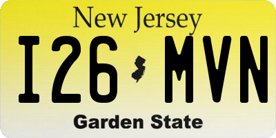 NJ license plate I26MVN