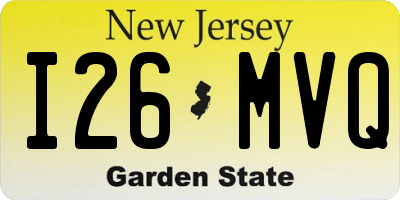 NJ license plate I26MVQ