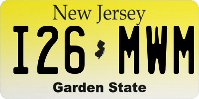 NJ license plate I26MWM
