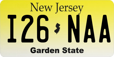 NJ license plate I26NAA