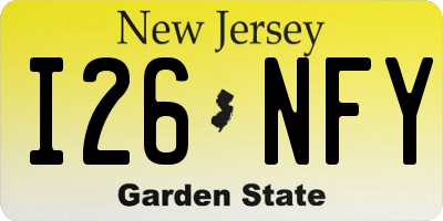 NJ license plate I26NFY