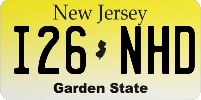 NJ license plate I26NHD