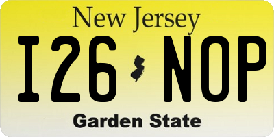 NJ license plate I26NOP