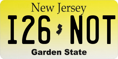NJ license plate I26NOT