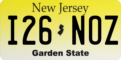 NJ license plate I26NOZ