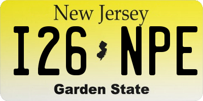 NJ license plate I26NPE