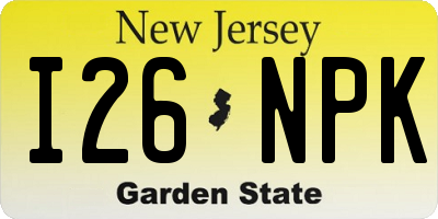 NJ license plate I26NPK